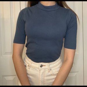 Blue mock neck
